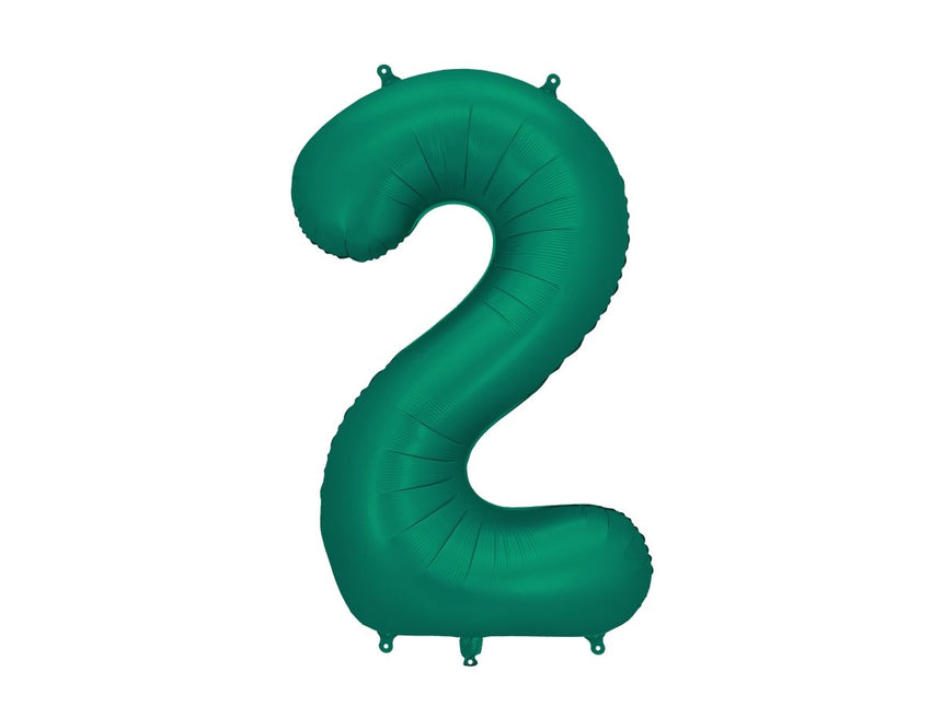 2 Jaar Cijfer Ballon Groen Leeg 86cm van Partydeco koop je bij Partywinkel