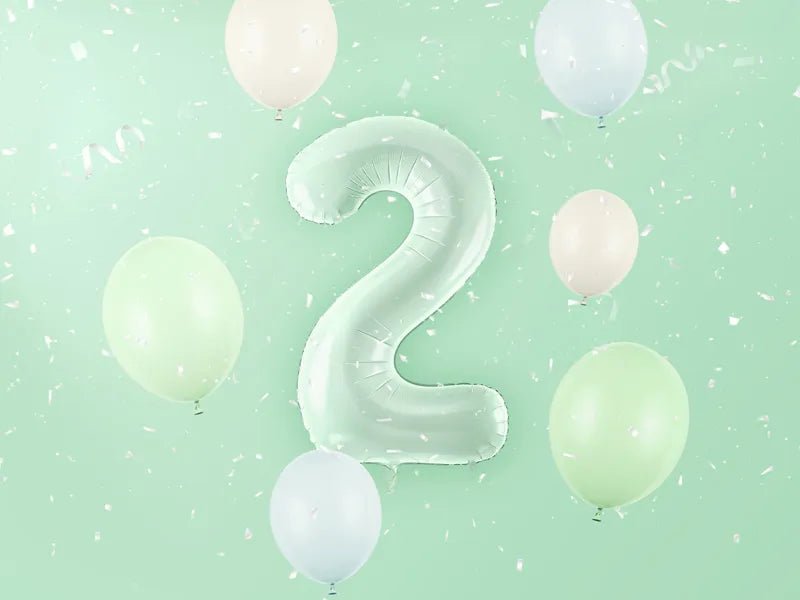 2 Jaar Cijfer Ballon Mintgroen 72cm van Partydeco koop je bij Partywinkel