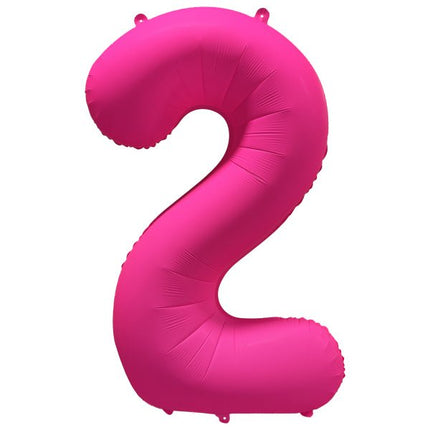 2 Jaar Cijfer Ballon Neon Roze Leeg 86cm van Riethmueller koop je bij Partywinkel