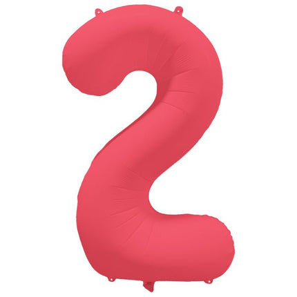 2 Jaar Cijfer Ballon Rood Neon Leeg 86cm van Riethmueller koop je bij Partywinkel