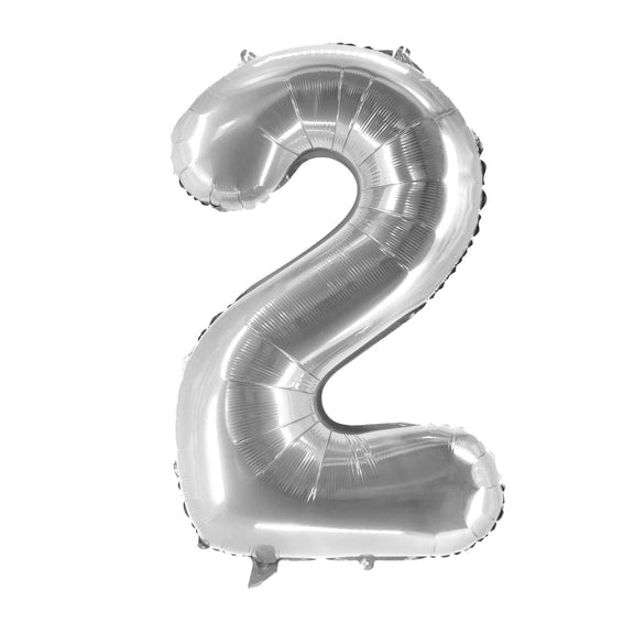 2 Jaar Cijfer Ballon Zilver Leeg 1m van VDV Benefit koop je bij Partywinkel