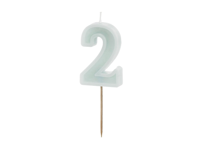 2 Jaar Kaars Lichtgroen 10cm van Partydeco koop je bij Partywinkel