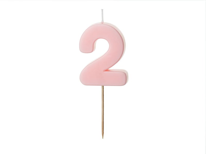 2 Jaar Kaars Lichtroze 5,5cm van Partydeco koop je bij Partywinkel