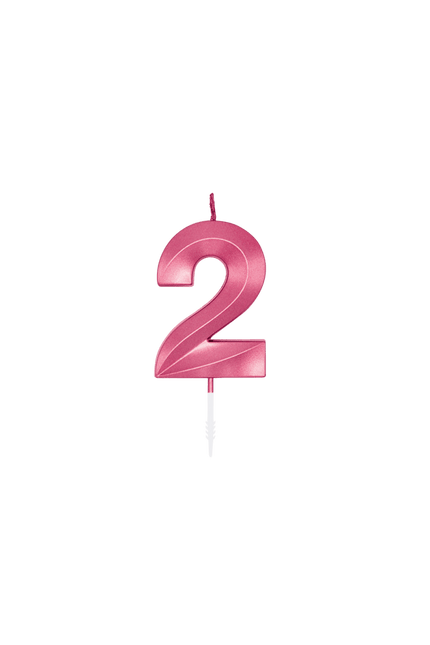 2 Jaar Kaars Roze Metallic 6cm van WeFiesta koop je bij Partywinkel