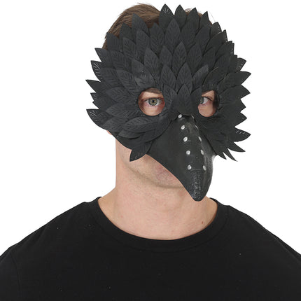 Halloween Masker Zwart Vogel Veren
