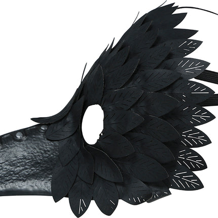 Halloween Masker Zwart Vogel Veren