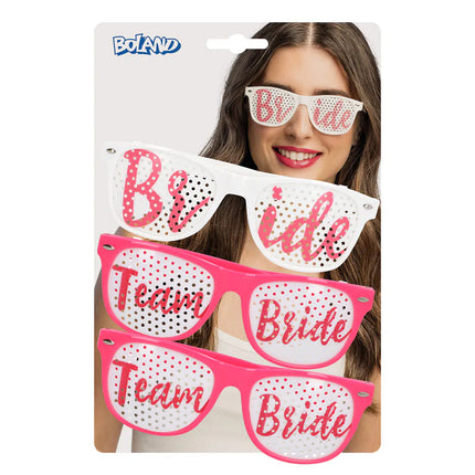Set 3 partybrillen Bride to be (bride en team bride)