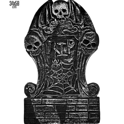 Grijze Grafsteen Doodshoofd 49cm