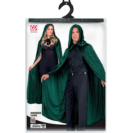 Groen Fluwelen Cape Met Kap 140cm