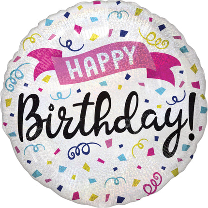 Folieballon – Holografische Happy Birthday Sparkle Banner – 45 cm