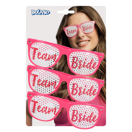 Set 3 partybrillen 'Team bride'