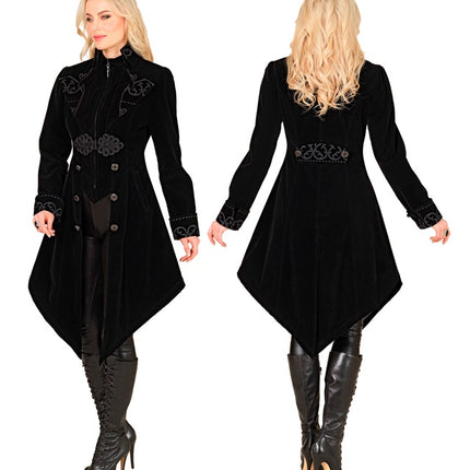 ZWART FLUWELEN GOTHIC JAS DAMES