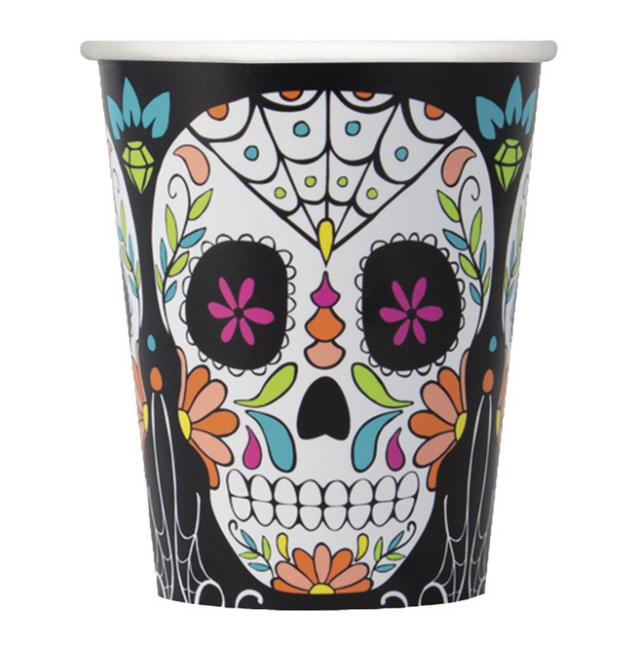 Day of the Dead Papieren Bekers 266ml 8st