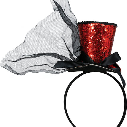 Hoed Bucket Hat Rood Zwart Glitters