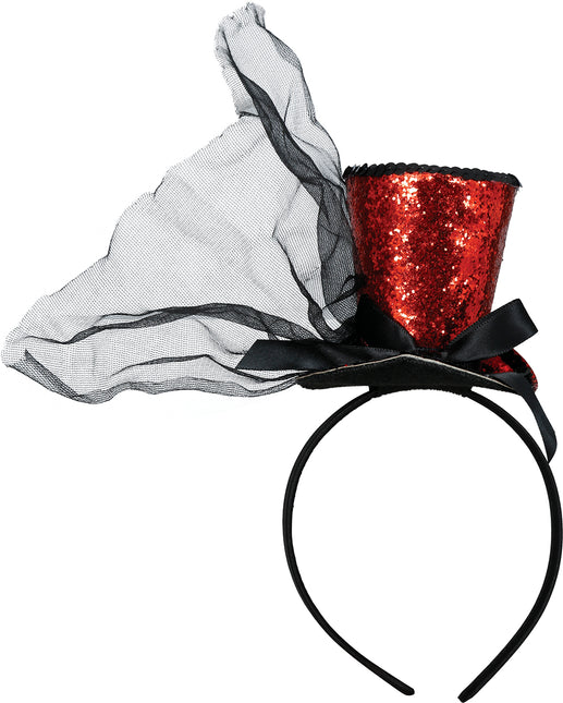 Hoed Bucket Hat Rood Zwart Glitters