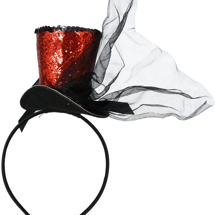 Hoed Bucket Hat Rood Zwart Glitters