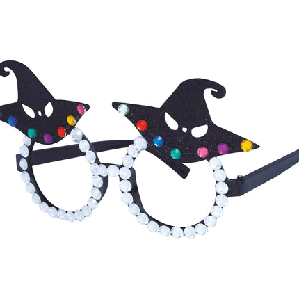 Halloween Bril Heksenhoed Glitter