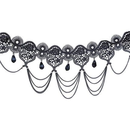 Zwarte Ketting Kant En Stenen