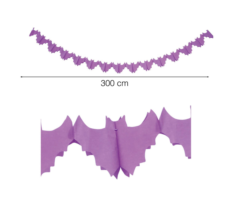 Halloween Slinger Paarse Vleermuizen 3m