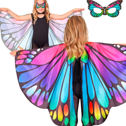 Paars/Roze Vlindervleugels En Oogmasker