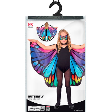Paars/Roze Vlindervleugels En Oogmasker