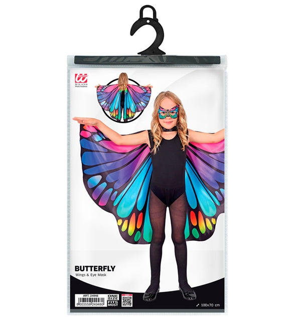Paars/Roze Vlindervleugels En Oogmasker