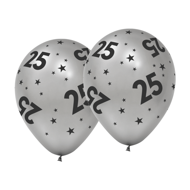 25 Jaar Ballonnen Zilver 31cm 6st van WeFiesta koop je bij Partywinkel
