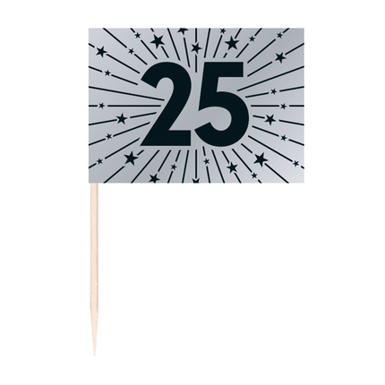 25 Jaar Cocktailprikkers Zilver 50st van WeFiesta koop je bij Partywinkel