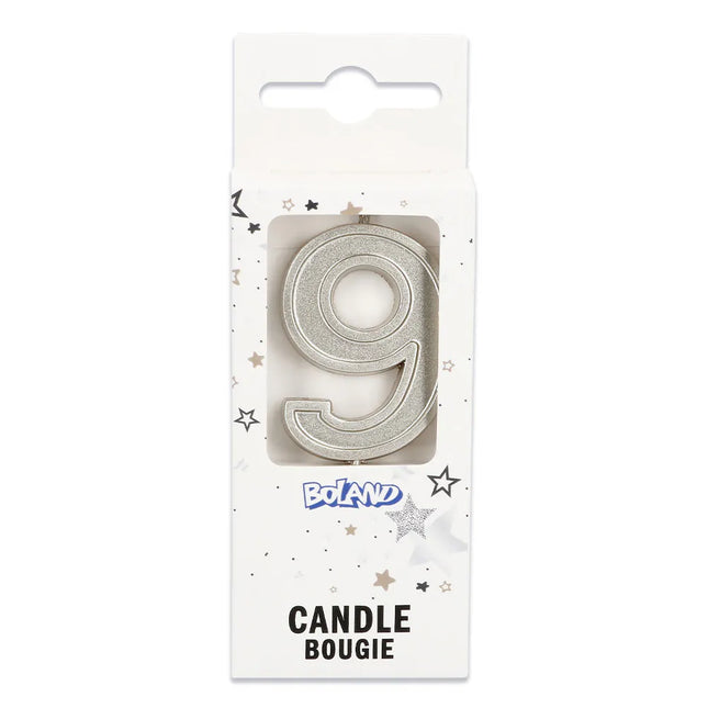 9 Jaar Kaars Glitter 4,2cm