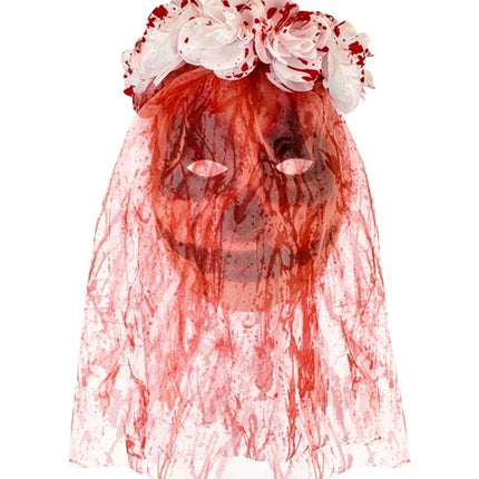 MASKER MET BLOEM, SLUIER BLOEDERIGE BRUID - STOF
