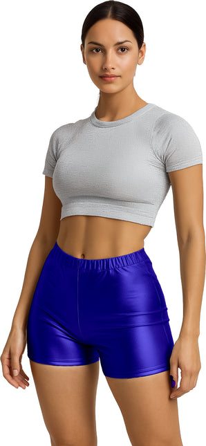 Blauwe Korte Broek Metallic