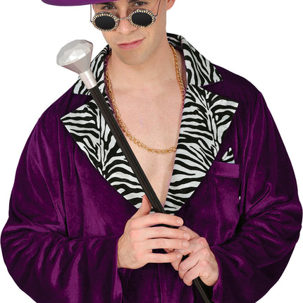 Zwart Zilveren Wandelstok Diamant Knop 85cm