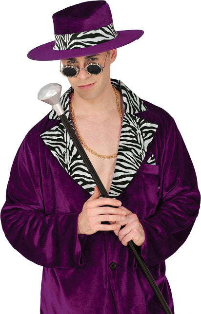 Zwart Zilveren Wandelstok Diamant Knop 85cm