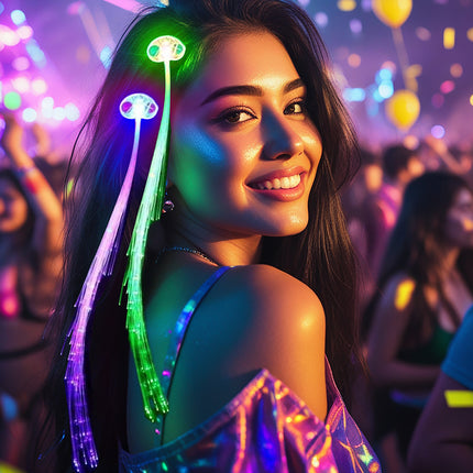 Neon Paarse Hair Extension Met Licht 30cm