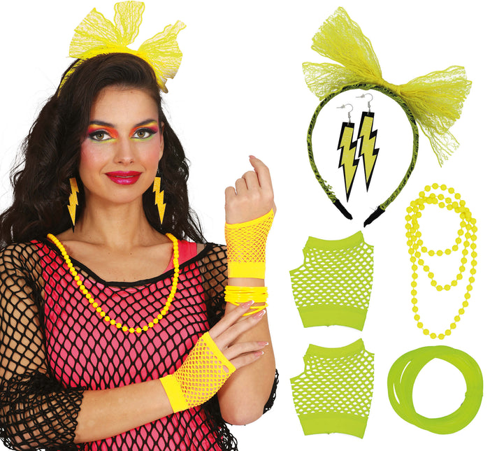 Neon 80S Accessoireset Geel 5 delig