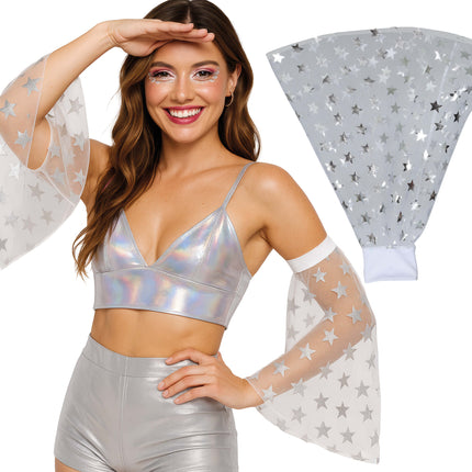 Disco 70S Vlindermouwen Zilveren Sterren