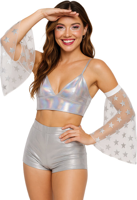 Disco 70S Vlindermouwen Zilveren Sterren