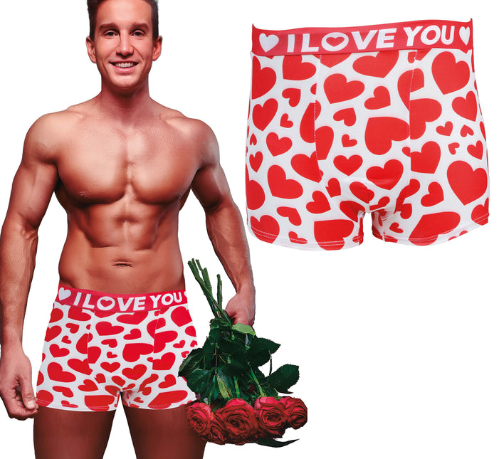 I Love You Onderbroek Rood Wit Hartjes