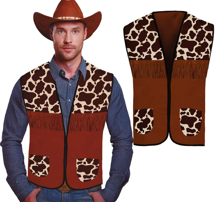 Cowboy Vest Bruin Heren Koeienprint