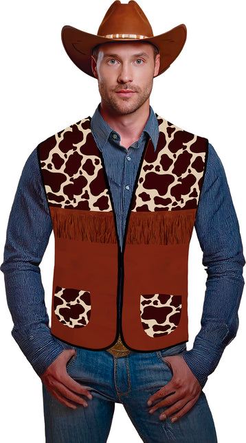 Cowboy Vest Bruin Heren Koeienprint