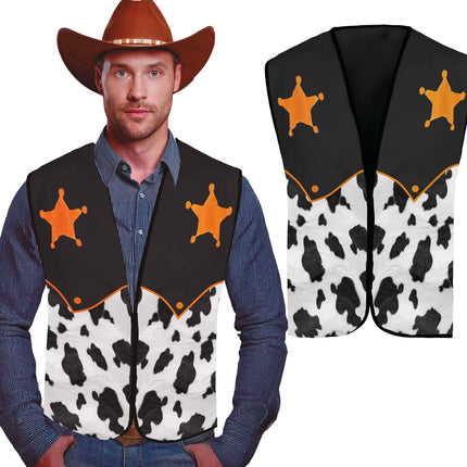 Sherrif Vest Zwart Wit Cowboy