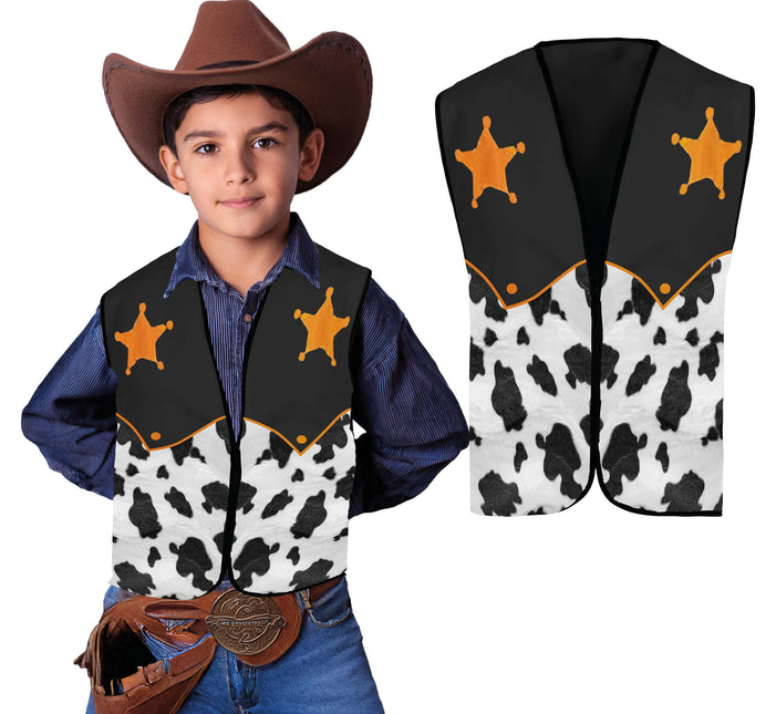 Sherrif Vest Zwart Wit Kind Cowboy