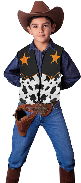 Sherrif Vest Zwart Wit Kind Cowboy