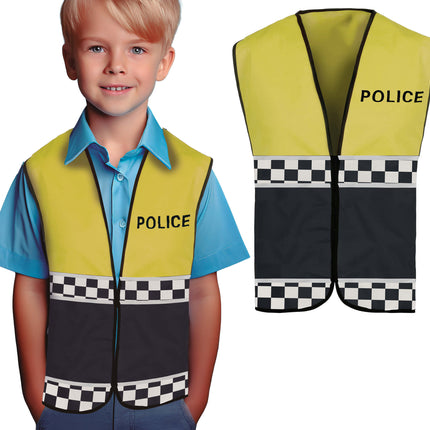 Politie Vest Geel Zwart Kind