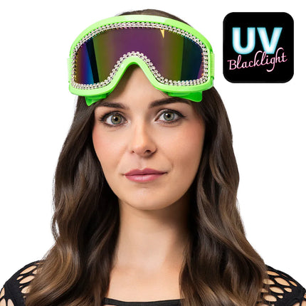 Party skibril Rave neongroen UV