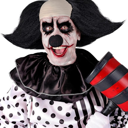Clown Pruik Zwart Wit