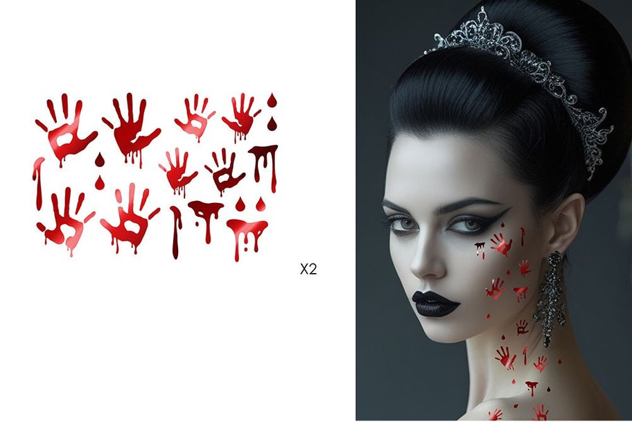 Halloween Nep Tattoo Bloederige Handen