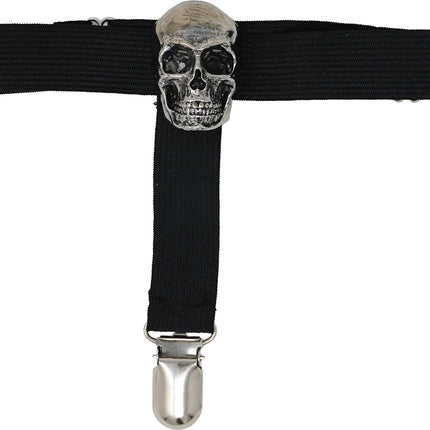 Halloween Kousenband Zwart Schedel