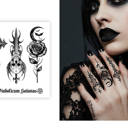 Halloween Nep Tattoo Zwart Vingers