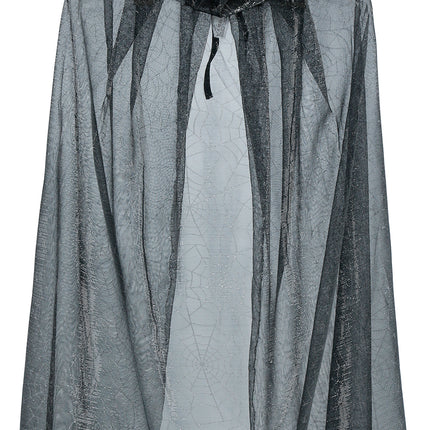 Halloween Cape Zilver Dames Glitters